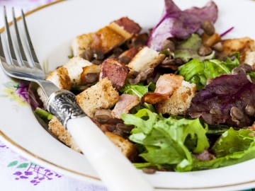 Linsensalat mit Entenbrust und Orangen - Joghurt - Sauce